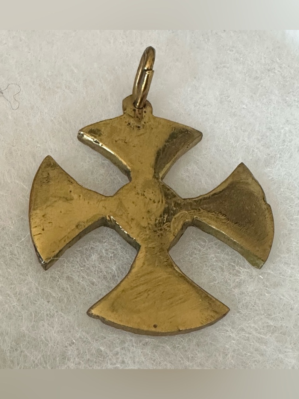 Vintage Gold/Brass Toned Celestial Cross with Green Stones - Picture 2 of 3